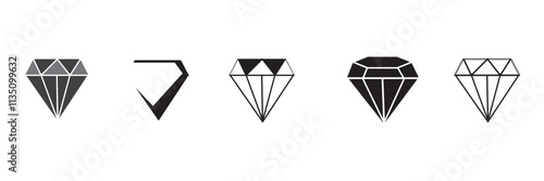 Set of Gaming, precious crystal stones. Diamond icons flat styles editable stock for mobile concept and web designs. Game diamond Vectors. Rich symbols collection isolated on transparent background.