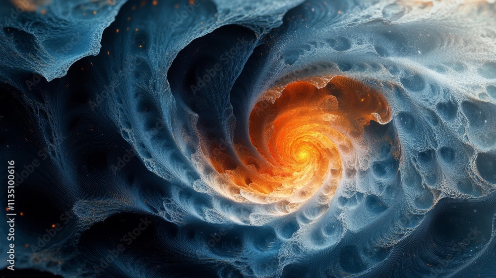Abstract Swirling Vortex of Blue and Orange Hues. Abstract Swirling Vortex of Blue and Orange Hues.