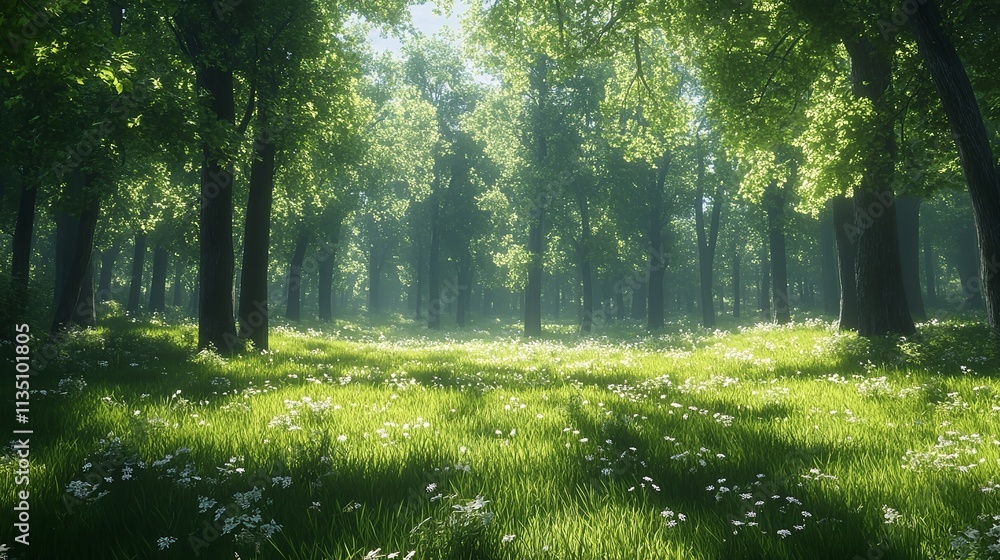 Obraz premium Serenity in Moss-Covered Forest