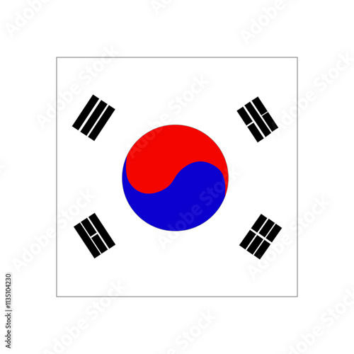 South korea flag, korean flag vector image