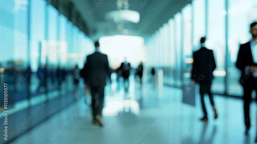 Slow Motion Blurred Motion of Pedestrians Walking in a Busy Urban Cityscape with Skyscrapers and City Traffic Slow Motion Blurred Motion of Pedestrians Walking in a Busy Urban Cityscape with Skyscrapers and City Traffic