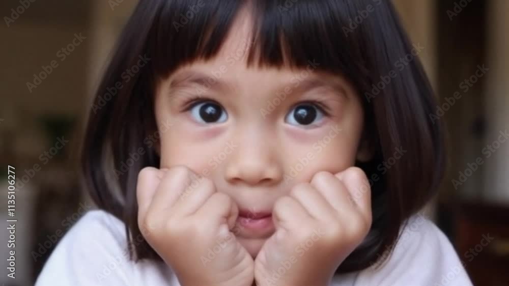 cute little kid expression while playing