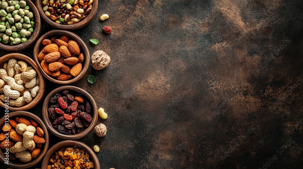 Organic Assorted Nuts and Dried Fruits Background for Culinary and Health-focused Projects, Perfect for Recipes and Wellness Promotions Organic Assorted Nuts and Dried Fruits Background for Culinary and Health-focused Projects, Perfect for Recipes and Wellness Promotions