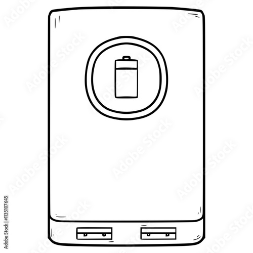 power bank illustration hand drawn outline vector