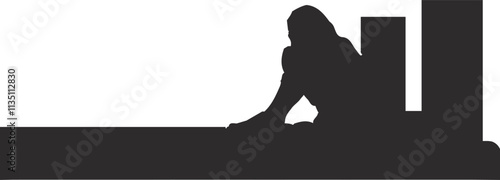 Sad Girl Sitting On Wooden Bridge silhouette