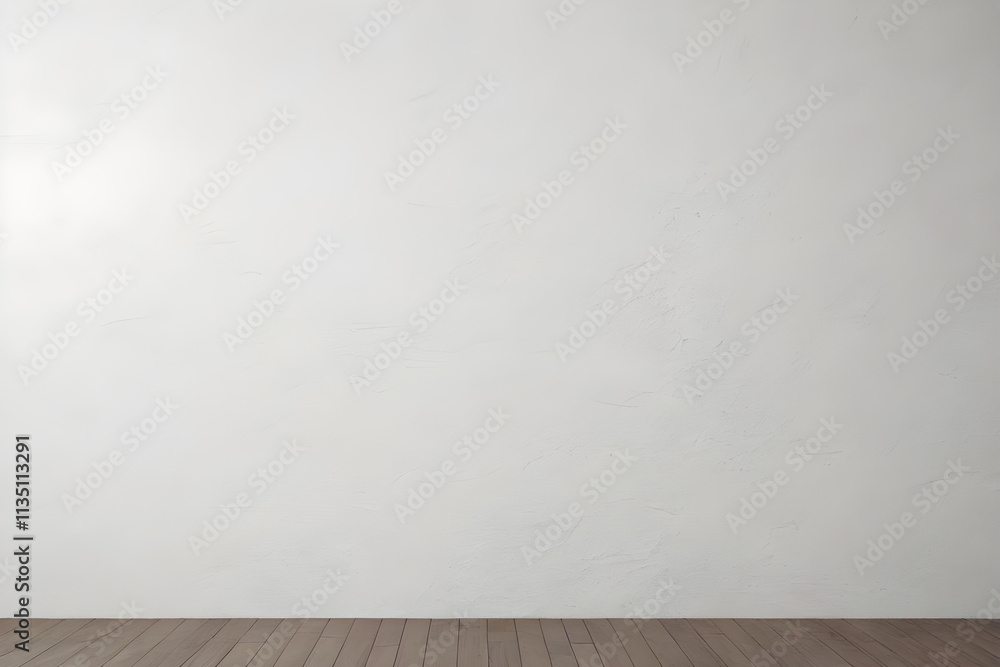 Empty room with white wall and wooden floor creating minimalist space Empty room with white wall and wooden floor creating minimalist space