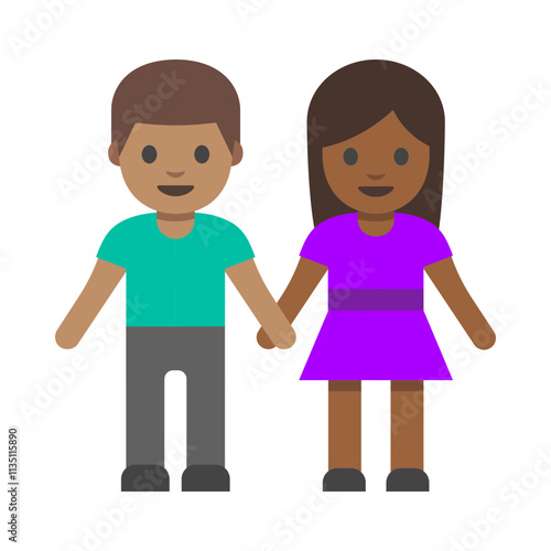 Dark skin Man and Woman Holding Hands Clipart Illustration | Symbol of Togetherness and Partnership