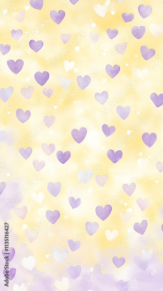 A soft, pastel background featuring scattered hearts in purple and yellow tones. A soft, pastel background featuring scattered hearts in purple and yellow tones.