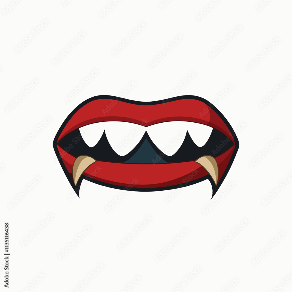 Vampire night in Halloween’s day. Vampire teeth with blood for Vector illustration Vampire night in Halloween’s day. Vampire teeth with blood for Vector illustration