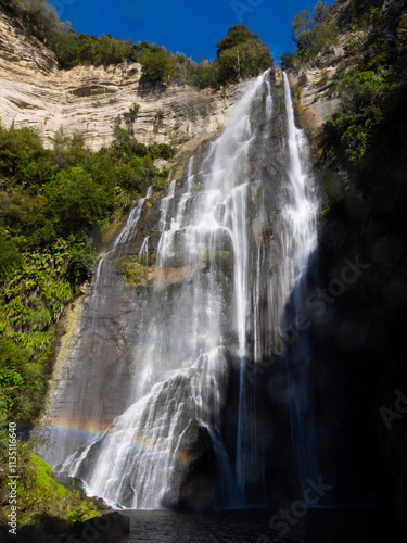 Shine Falls Waterfall New Zealand with Rainbow