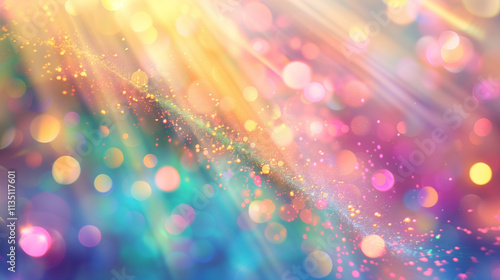 Vibrant bokeh lights with colorful glowing rays