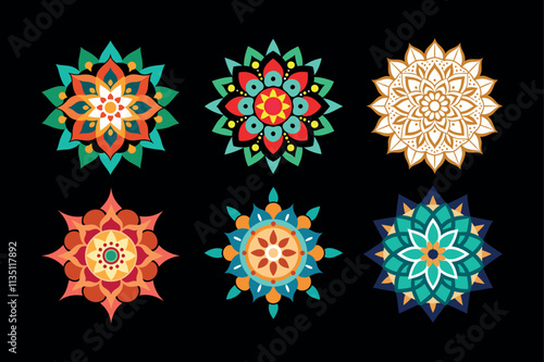 Traditional Mandala Designs - Colorful and Outline Patterns for Creative Projects 33