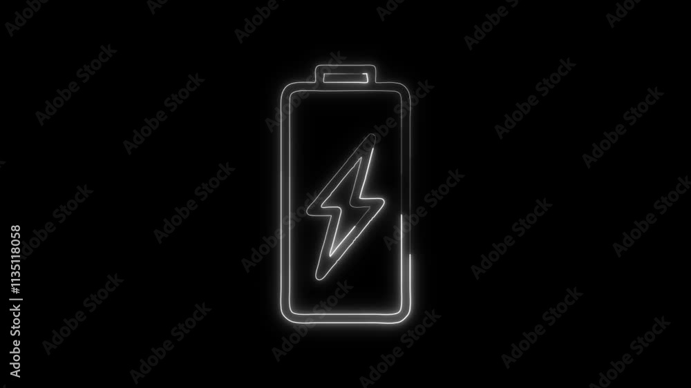 Glowing neon Battery icon isolated on black background. HD Video motion graphic animation Glowing neon Battery icon isolated on black background. HD Video motion graphic animation