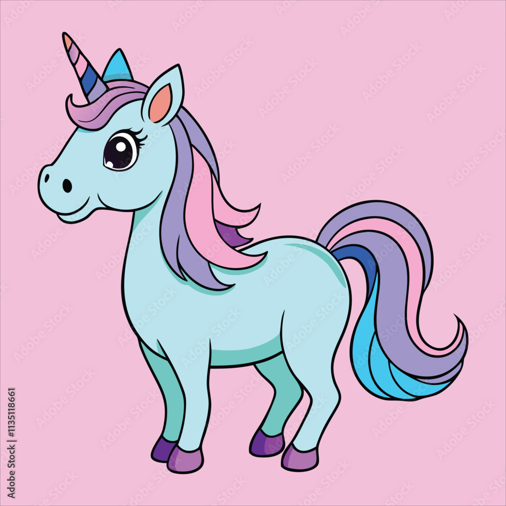 A cute cartoon unicorn vector A cute cartoon unicorn vector