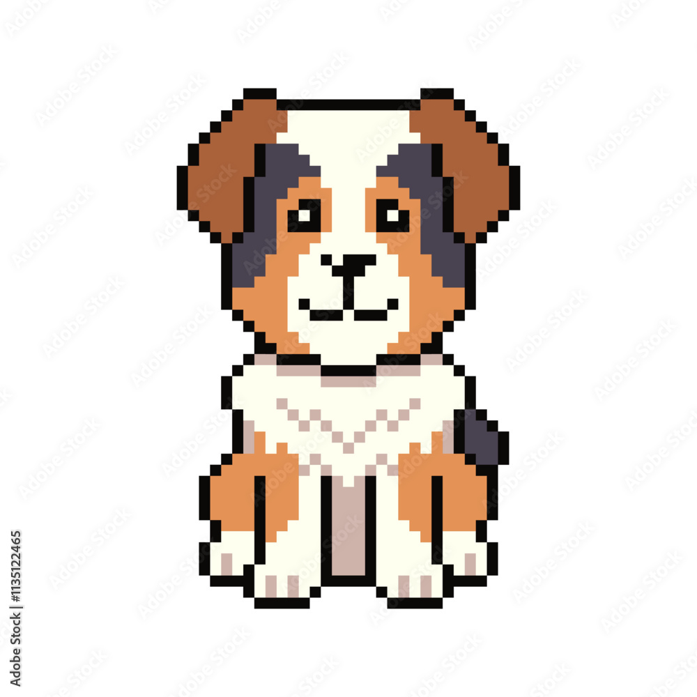 Pixel art cute australian shepherd dog vector in retro style for design. Pixel art cute australian shepherd dog vector in retro style for design.