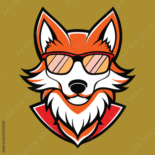 A fox waring a sunglass cartoon vector. Fox Head photo