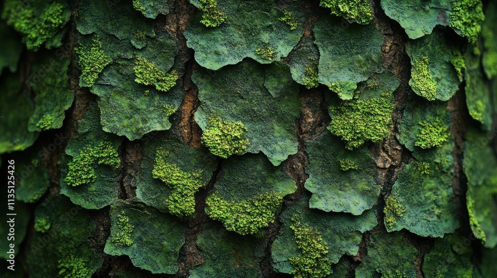 Close-up of Mossy Tree Bark: A Textured Symphony in Green Close-up of Mossy Tree Bark: A Textured Symphony in Green