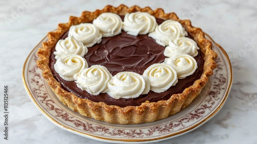 Delicious Chocolate Cream Pie Swirled Whipped Cream Tart