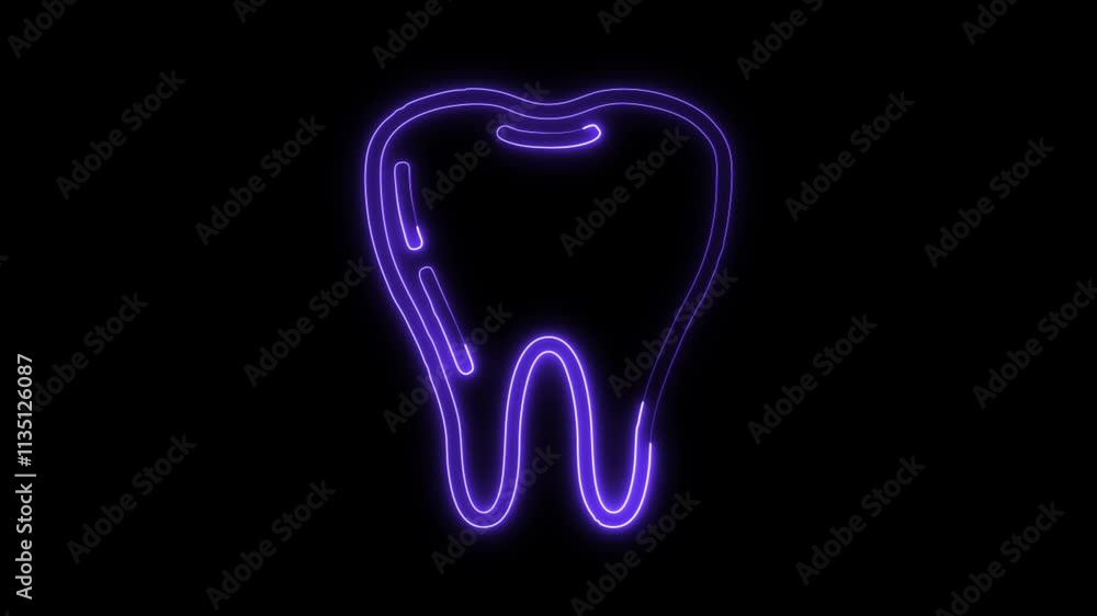 Glowing neon Healthy Tooth icon isolated on black background. HD Video motion graphic animation Glowing neon Healthy Tooth icon isolated on black background. HD Video motion graphic animation