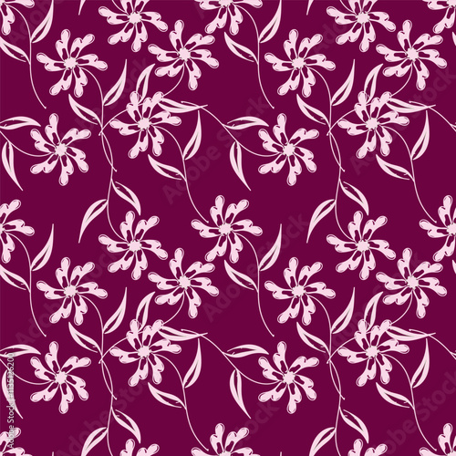 Small colorful flowers and brown flowers, hand drawn. Seamless on a light yellow background. Designed for fabric, fashion, textiles, wallpaper,