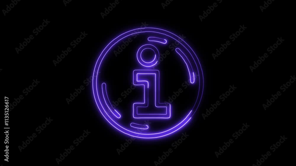 Glowing neon Information icon isolated on black background. HD Video motion graphic animation Glowing neon Information icon isolated on black background. HD Video motion graphic animation