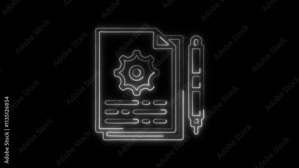 Glowing neon Instructions icon isolated on black background. HD Video motion graphic animation Glowing neon Instructions icon isolated on black background. HD Video motion graphic animation