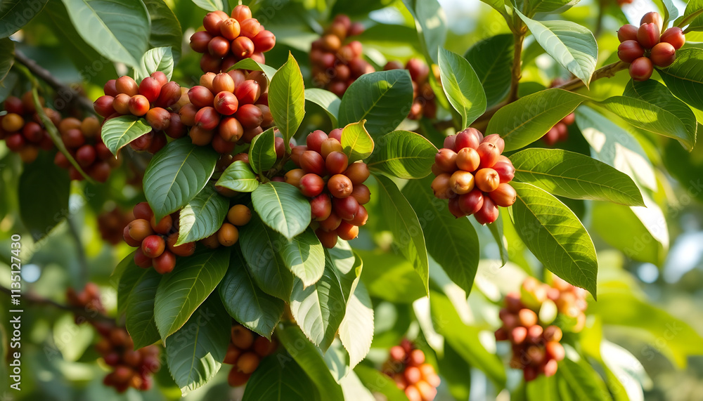 fresh coffee beans on a branch fresh coffee beans on a branch