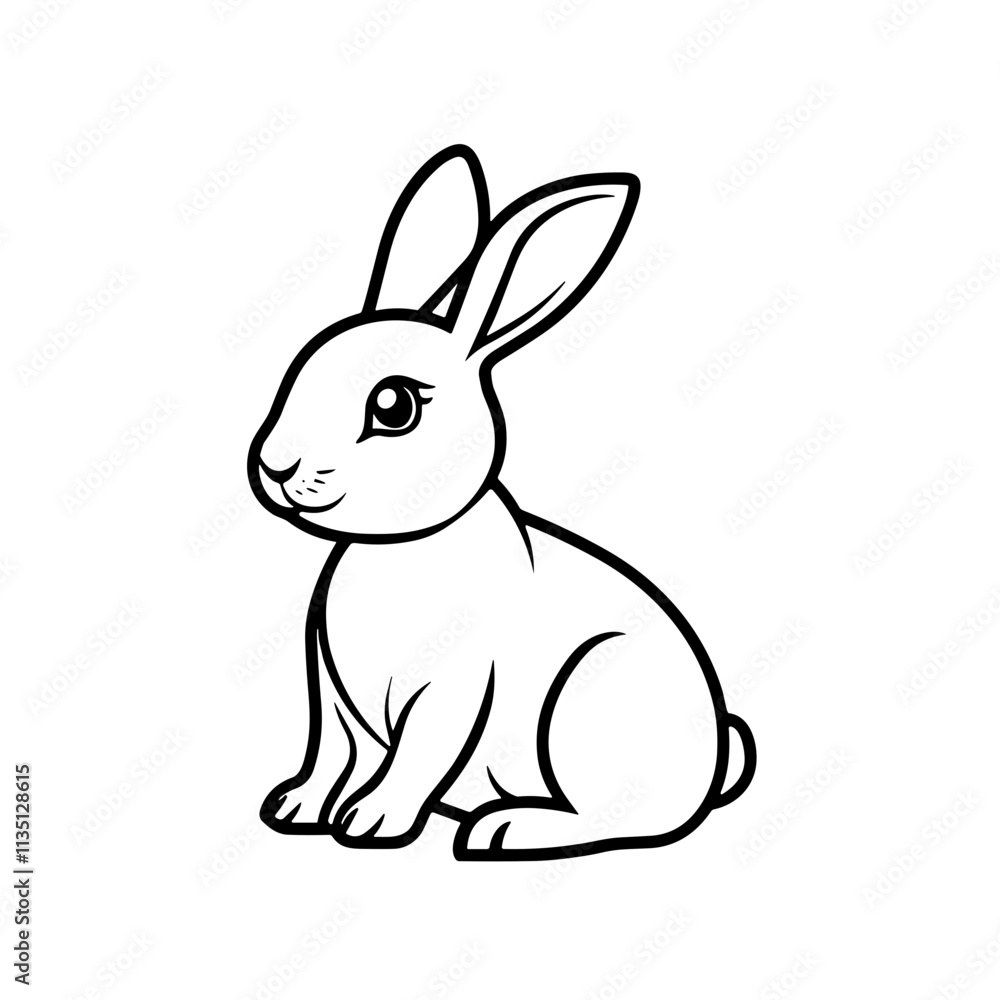 Rabbit Icon in Minimalist Outline Style Rabbit Icon in Minimalist Outline Style