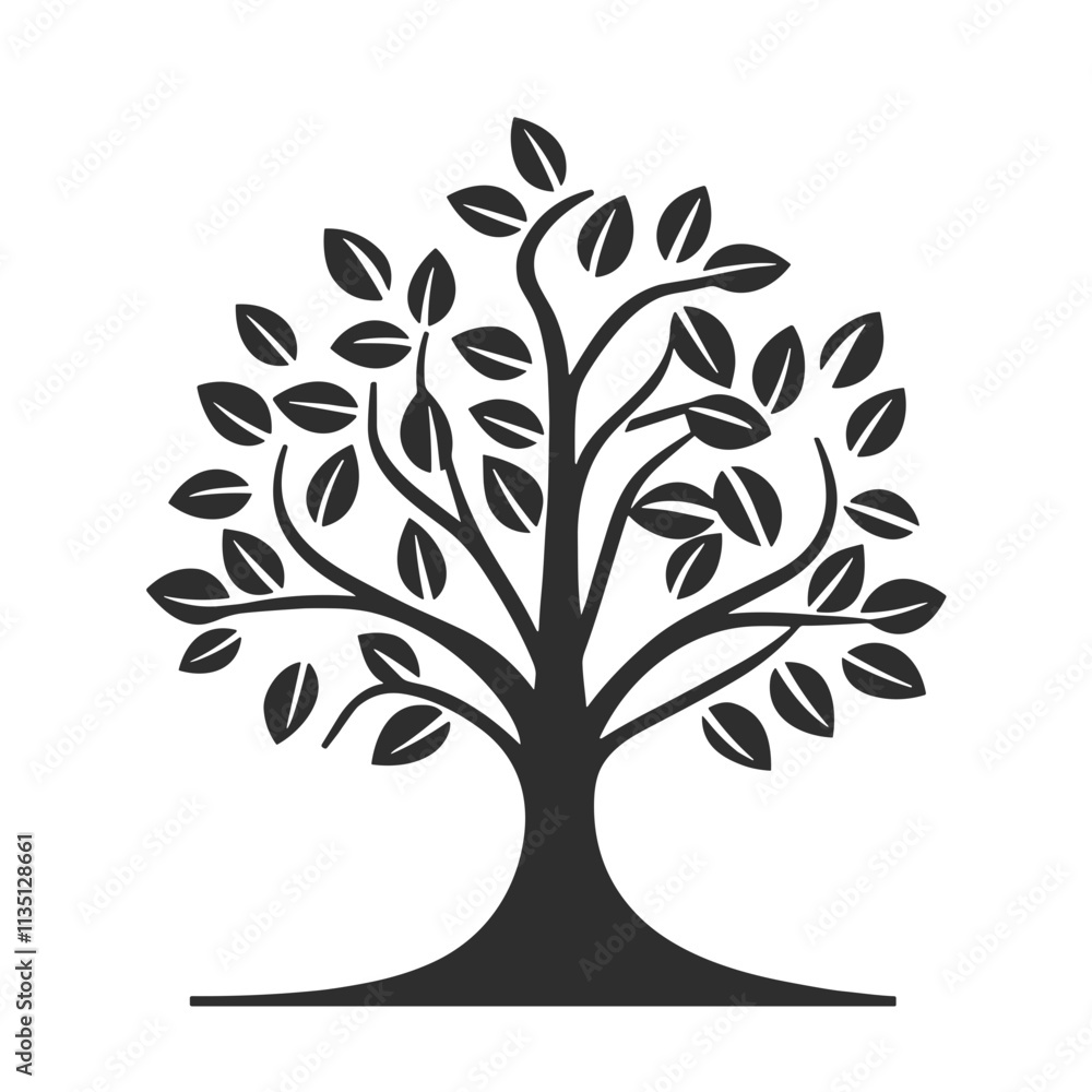 Tree Icon in Minimalist Black Silhouette Design Tree Icon in Minimalist Black Silhouette Design