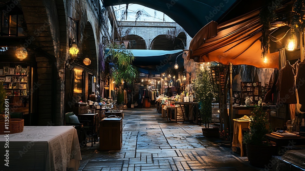 Obraz premium Urban Mystique Illustration with Cityscapes, Neon Lights, and Mysterious Atmosphere