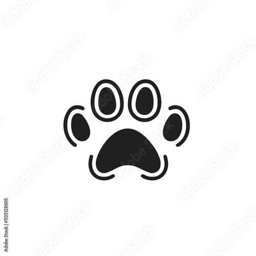 Paw Icon in Simple Black Outline Design