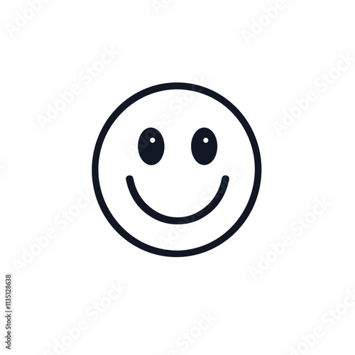 Smiley Face Icon in Minimalist Outline Style
