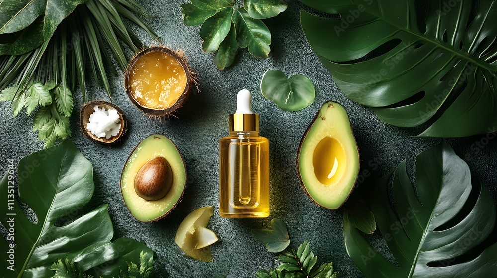 Essential oils for skin shine in this vibrant arrangement, featuring fresh avocados and natural ingredients, evoking a refreshing, tropical vibe. Essential oils for skin shine in this vibrant arrangement, featuring fresh avocados and natural ingredients, evoking a refreshing, tropical vibe.