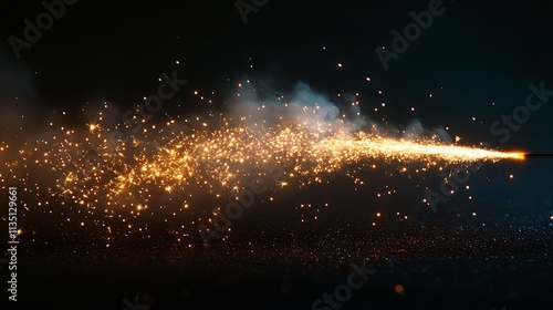 Shimmering glowing sparkler festive 2025 colorful fireworks trails against dark sky background new year concept