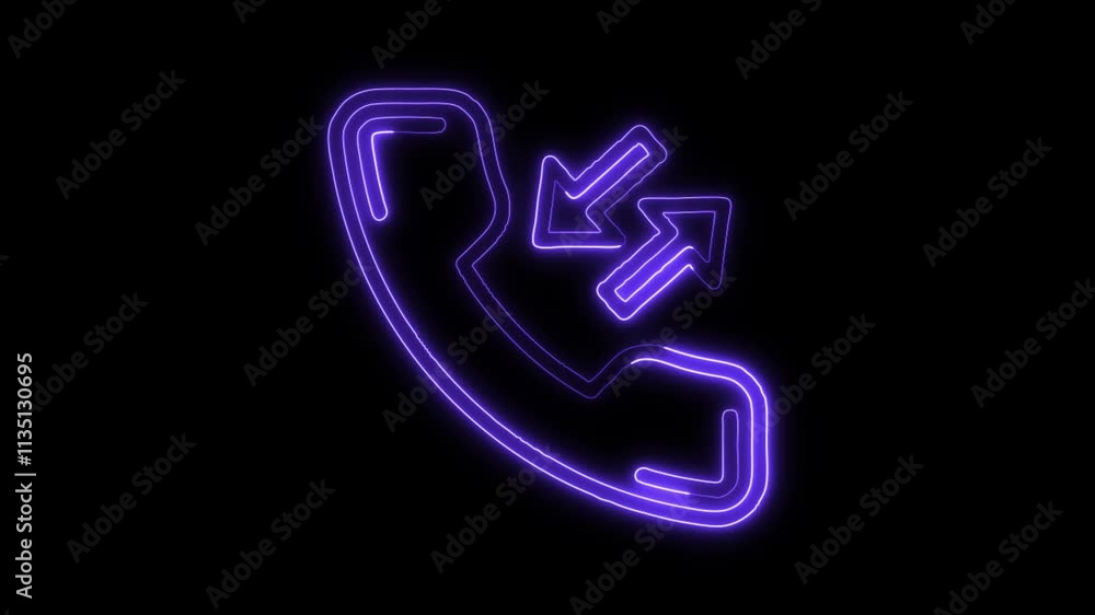 Glowing neon Phone Call icon isolated on black background. HD Video motion graphic animation Glowing neon Phone Call icon isolated on black background. HD Video motion graphic animation