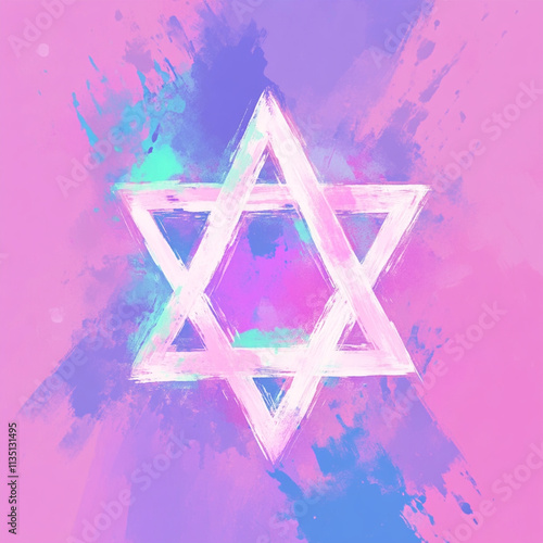 Star of David Judaism anime concept full color illustration photo