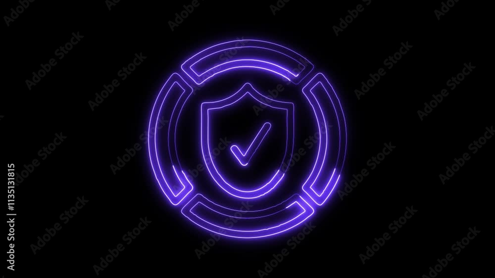 Glowing neon Protection icon isolated on black background. HD Video motion graphic animation Glowing neon Protection icon isolated on black background. HD Video motion graphic animation