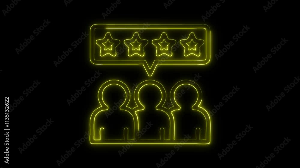 Glowing neon Rating icon isolated on black background. HD Video motion graphic animation Glowing neon Rating icon isolated on black background. HD Video motion graphic animation