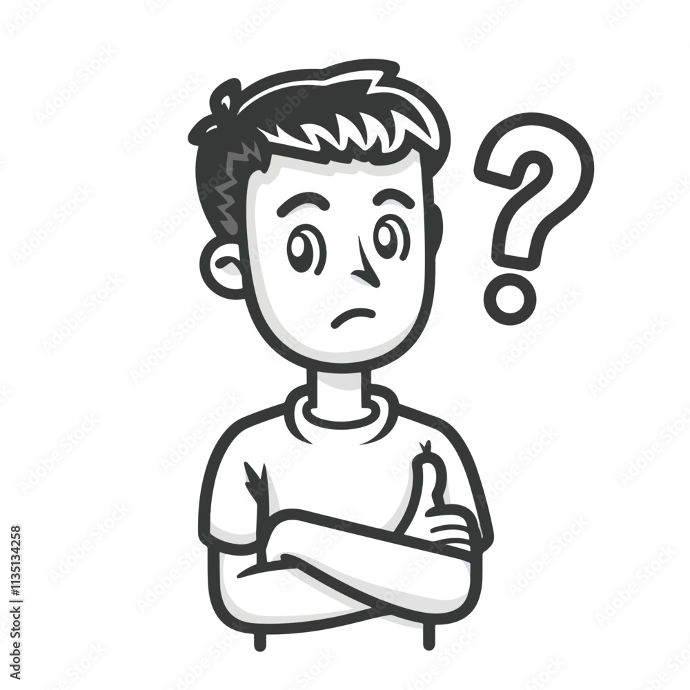 2D doubt web icon in line style 2D doubt web icon in line style