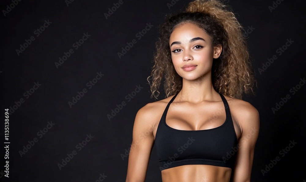 Portrait of a fit individual in athletic attire. Portrait of a fit individual in athletic attire.