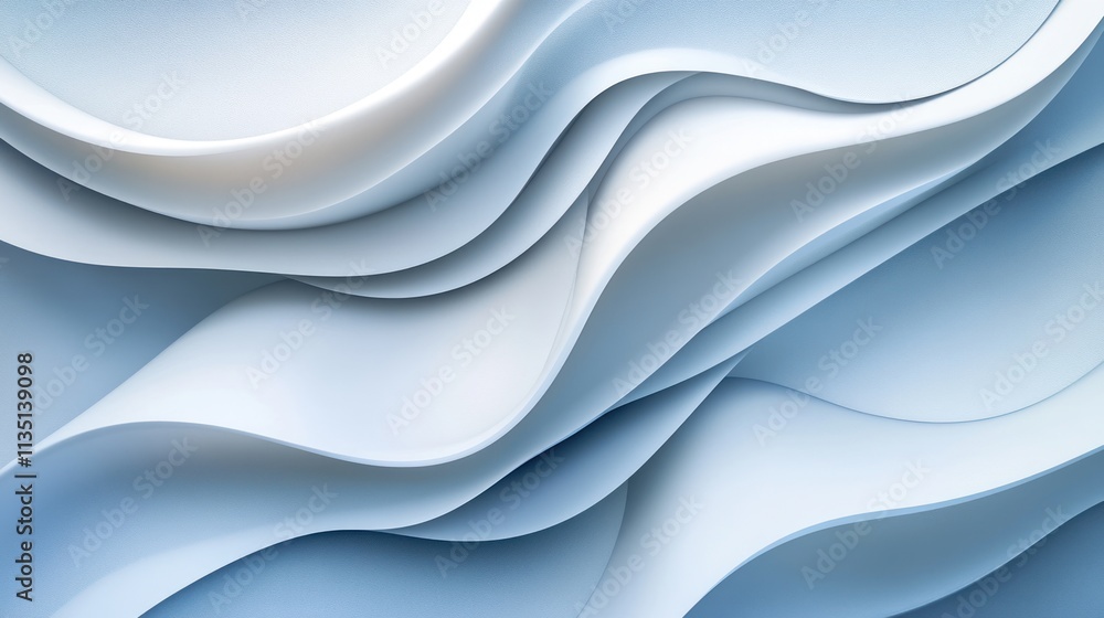 Obraz premium Abstract Blue Wave Design: Serene and Elegant 3D Render