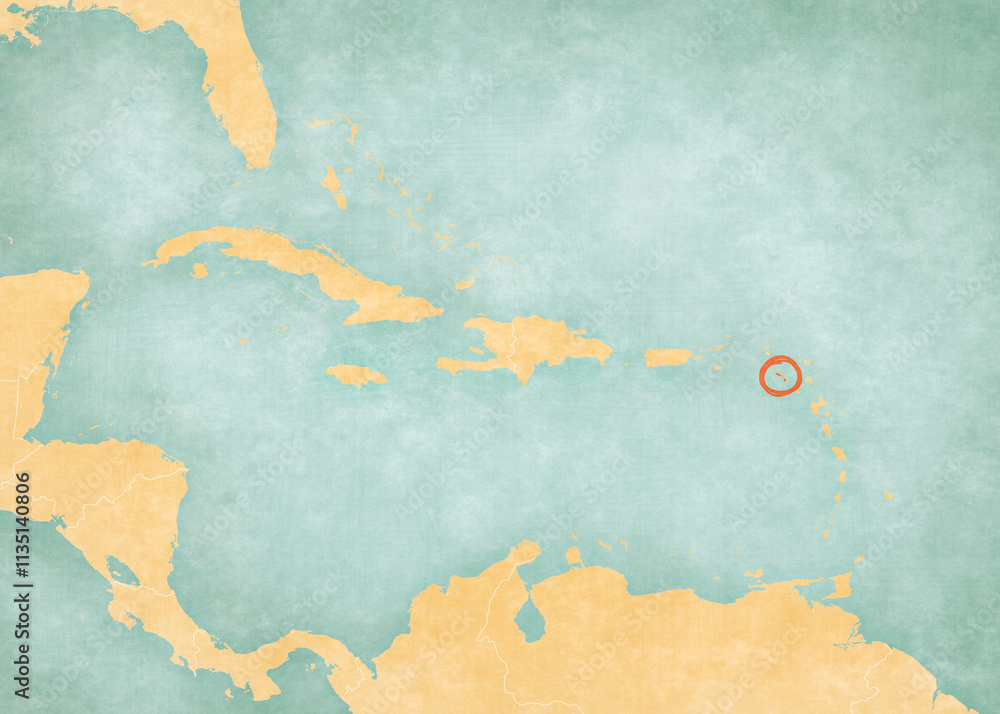 Map of Caribbean islands - Saint Kitts and Nevis Map of Caribbean islands - Saint Kitts and Nevis