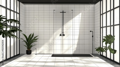 Wallpaper Mural Modern bathroom interior with natural light and plants Torontodigital.ca