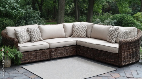 Elegant Wicker Patio Sectional Sofa Set for Outdoor Relaxation photo