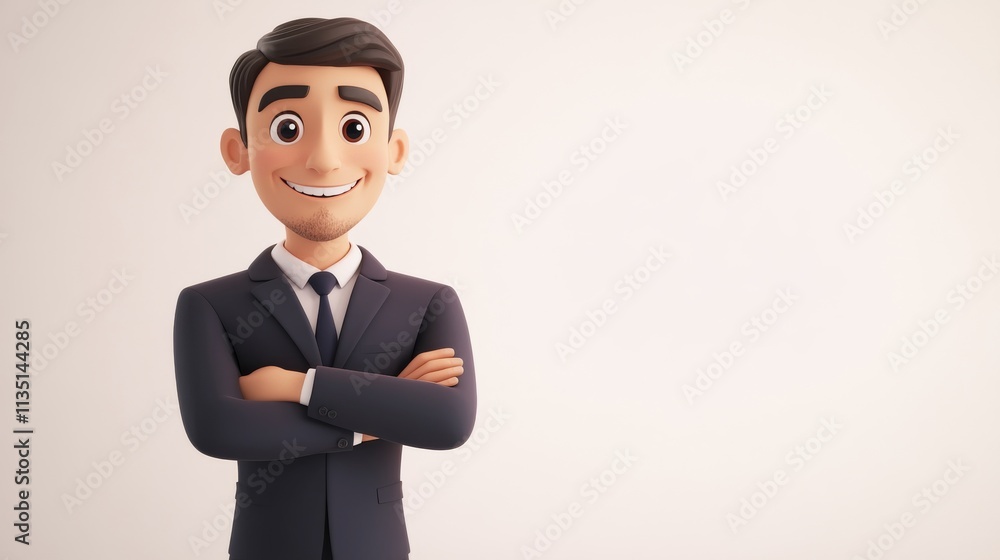 Businessman A cartoon man in a suit and tie is smiling and looking at the camera Businessman A cartoon man in a suit and tie is smiling and looking at the camera