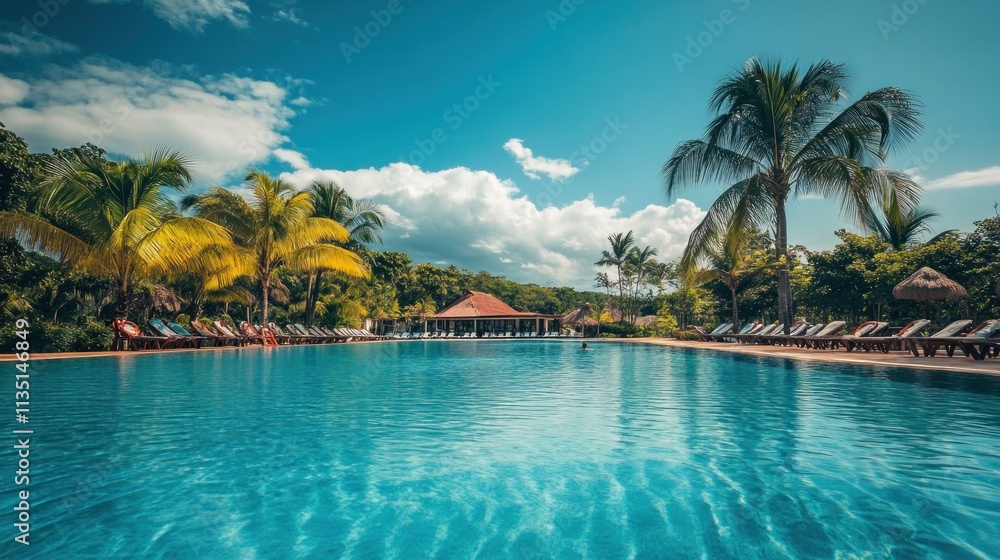 Obraz premium Tropical Paradise: Resort Poolside Relaxation