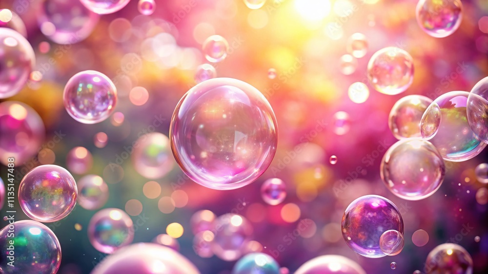 Shiny Pink Soap Bubbles Floating in a Dreamy Bokeh Background, Capturing the Essence of Cleanliness and Freshness in a Magical Atmosphere Shiny Pink Soap Bubbles Floating in a Dreamy Bokeh Background, Capturing the Essence of Cleanliness and Freshness in a Magical Atmosphere