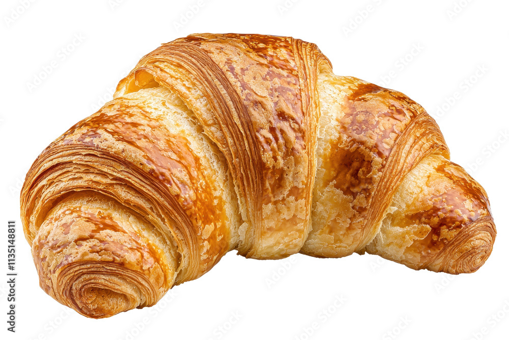 A golden, flaky croissant with distinct layers and a buttery sheen. A golden, flaky croissant with distinct layers and a buttery sheen.
