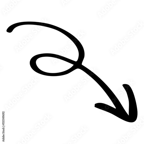 手書きのくるくる矢印, 右下向き