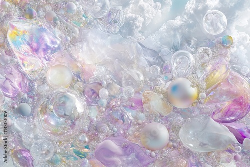Dreamy Abstract Background with Colorful Bubbles and Soft Textures in Pastel Hues for Creative Projects and Digital Artworks